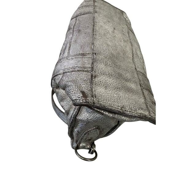 Frye Melissa Satchel/Crossbody Bag Distressed Leather Metallic Gray MSRP $388 - Picture 5 of 16
